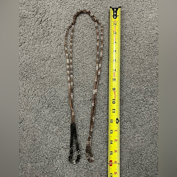 64” Long wrap chain statement necklace- copper w dark grey from Anthropologie - Picture 4 of 8